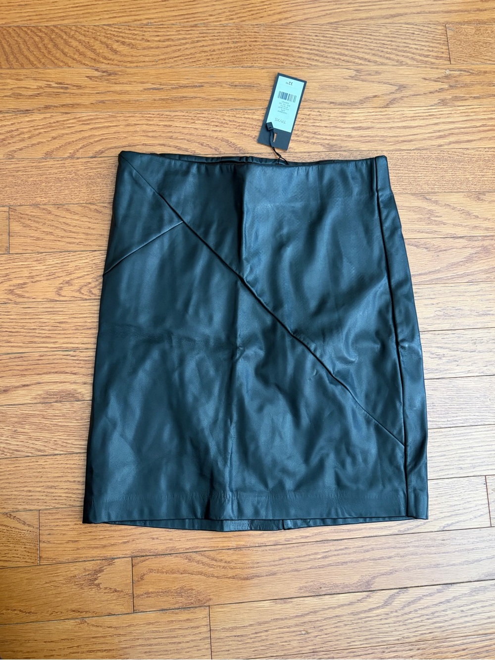 Dynamite Black Faux Leather Mini Skirt with Diagonal Detail